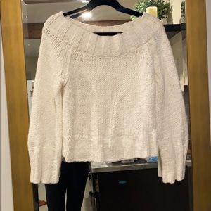 Wide-neck white free people sweater
